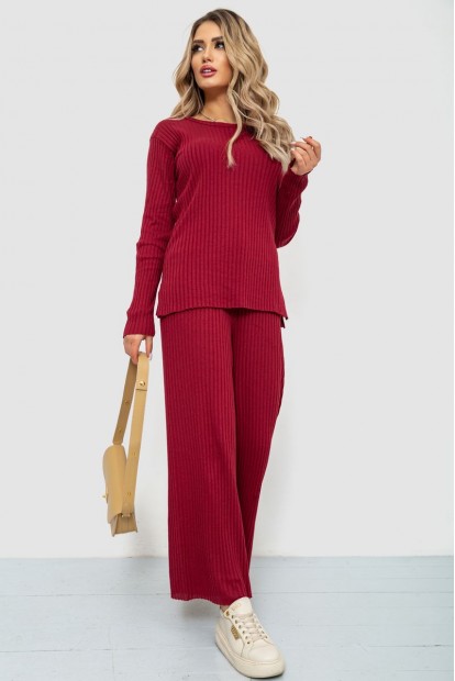 Костюм жіночий в рубчик повсякденний  -уцінка, колір бордовий, 238R57415-U-6