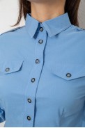 Рубашка женская однотонная, цвет голубой, 230R068-9 Рубашка женская однотонная, цвет голубой, 230R068-9 - фото № 4
