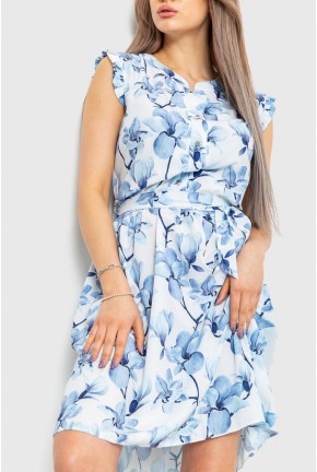 Платье с цветочным принтом, цвет голубой, 230R007-7