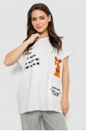 Футболка жіноча з принтом, колір молочний, 244R3002 оптом - фото № 0