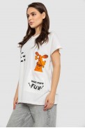 Футболка жіноча з принтом, колір молочний, 244R3002 оптом - фото № 2