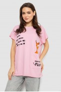 Футболка жіноча з принтом, колір рожевий, 244R3002 оптом - фото № 0