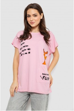 Футболка жіноча з принтом, колір рожевий, 244R3002