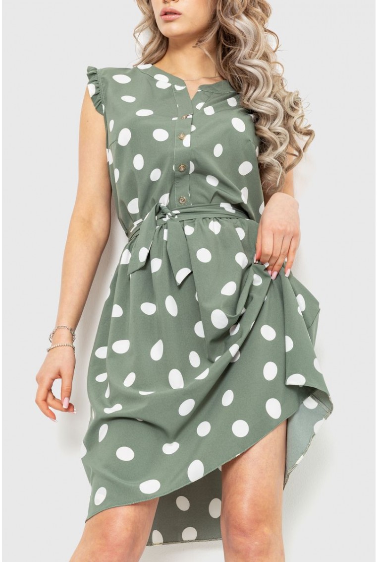 Купить Платье в горох, цвет темно-оливковый, 230R007-6 - Фото №1