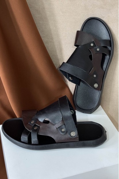 Сандалії чоловічі, колір чорно-коричневий, 214R75