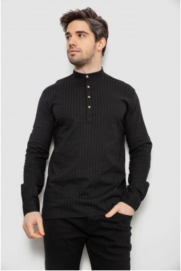 Рубашка мужская однотонная с принтом, цвет черный, 186R2077