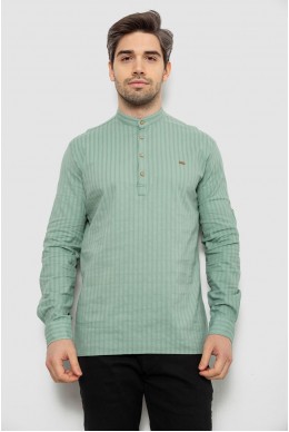 Рубашка мужская однотонная с принтом, цвет оливковый, 186R2077