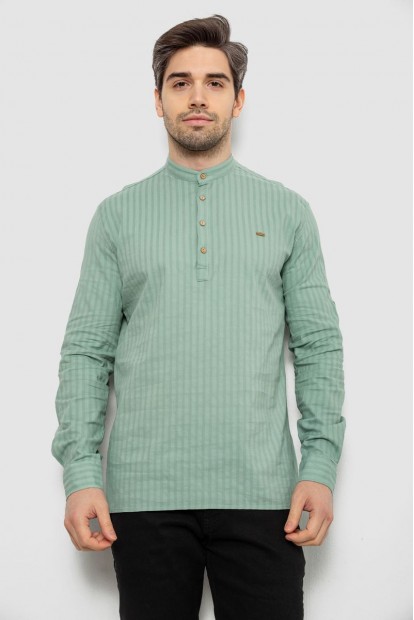 Рубашка мужская однотонная с принтом, цвет оливковый, 186R2077