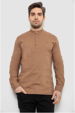 Рубашка мужская однотонная с принтом, цвет бежевый, 186R2077