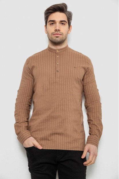 Рубашка мужская однотонная с принтом, цвет бежевый, 186R2077
