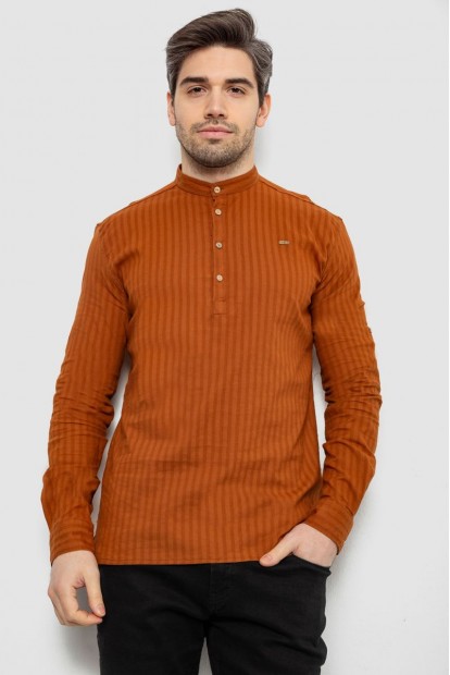 Рубашка мужская однотонная с принтом, цвет коричневый, 186R2077