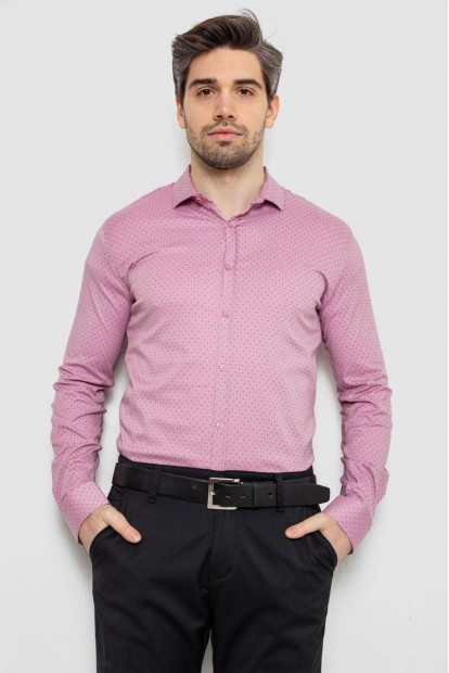 Рубашка мужская однотонная с принтом, цвет пудровый, 186R2114