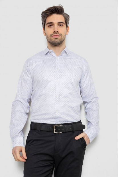 Рубашка мужская однотонная с принтом, цвет белый, 186R2114