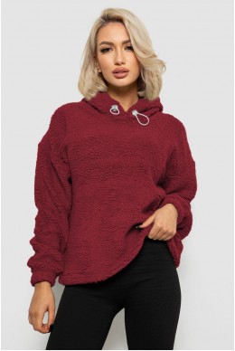 Худі жіночий однотонний з капюшоном, колір бордовий, 257R14