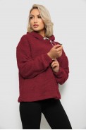 Худі жіночий однотонний з капюшоном, колір бордовий, 257R14 - фото № 2