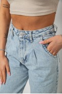 Джинсы женские однотонные Mom 244R18486S21, цвет Голубой - фото № 4