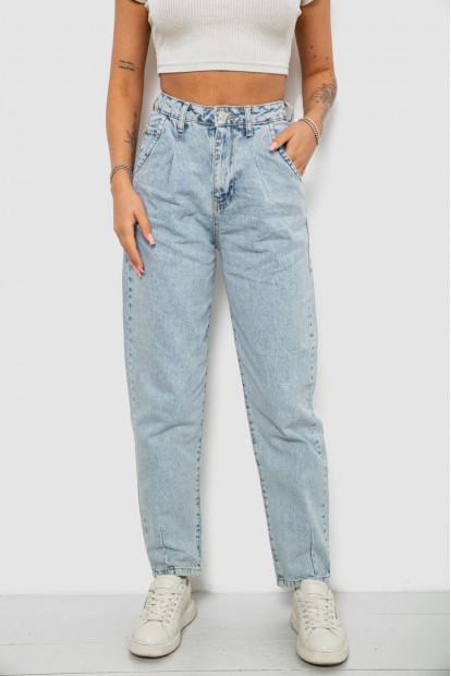 Джинсы женские однотонные Mom 244R18486S21, цвет Голубой