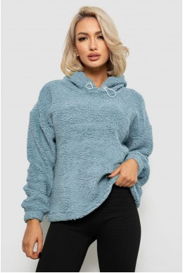 Худи женский однотонный с капюшоном, цвет голубой, 257R14