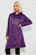 Туника женская однотонная велюровая, цвет фиолетовый, 257R338 - фото № 2