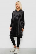 Туника женская однотонная велюровая, цвет черный, 257R338 - фото № 1