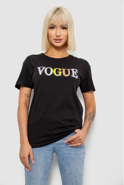 Футболка женская с принтом, цвет черный, 244R4022