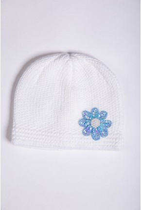 Дитяча шапка, молочно-блакитного кольору з пайєтками, 167R7802