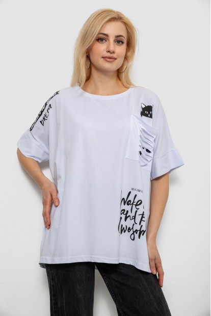 Футболка женская с принтом, цвет белый, 244R4021