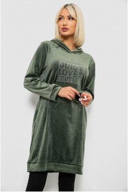 Туника женская однотонная велюровая, цвет оливковый, 257R338