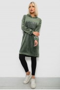 Туника женская однотонная велюровая, цвет оливковый, 257R338 - фото № 1