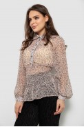 Блуза женская с принтом шифоновая, цвет бежевый, 230R1502 - фото № 2