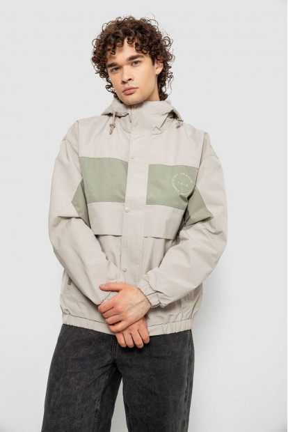 Вітровка чоловіча з принтом  -уцінка, колір бежевий, 214R603-1-U-7