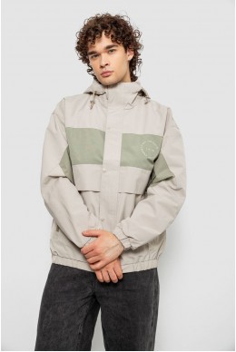 Вітровка чоловіча з принтом  -уцінка, колір бежевий, 214R603-1-U-8