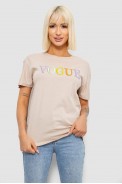 Футболка женская с принтом, цвет бежевый, 244R4022 - фото № 0