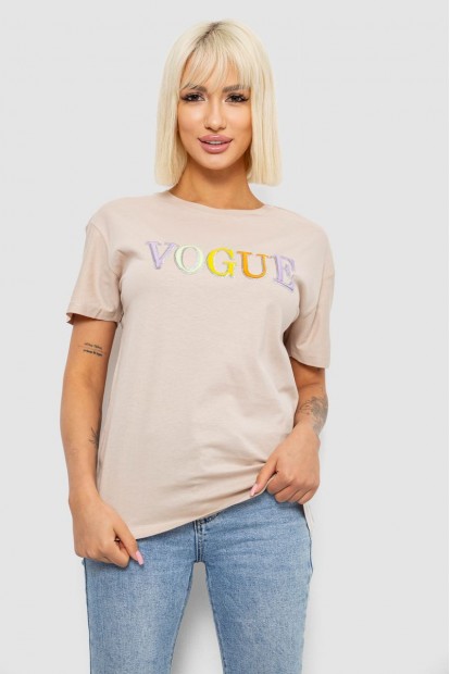 Футболка женская с принтом, цвет бежевый, 244R4022
