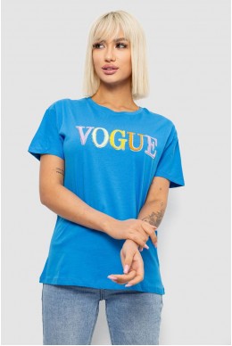 Футболка женская с принтом, цвет голубой, 244R4022