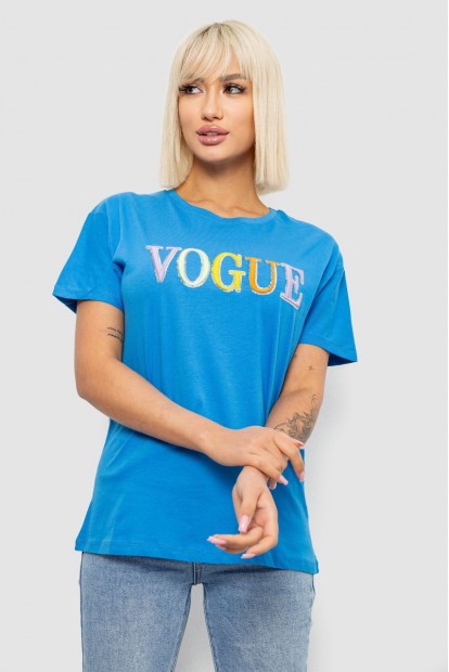 Футболка женская с принтом, цвет голубой, 244R4022