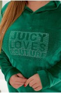 Туніка жіноча однотонна велюрова, колір зелений, 257R338 - фото № 4