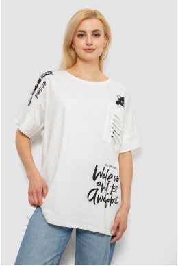 Футболка женская с принтом, цвет молочный, 244R4021