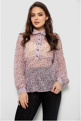 Блуза женская с принтом шифоновая, цвет розовый, 230R1502