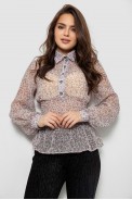 Блуза жіноча з принтом шифонова, колір сірий, 230R1502 - фото № 0