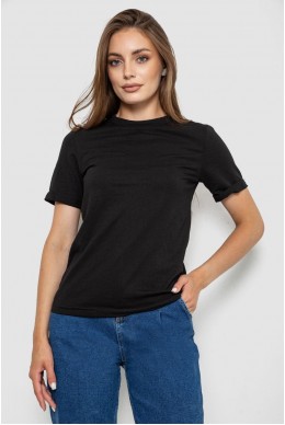 Футболка женская однотонная  -уценка, цвет черный, 238R111-1-U-1
