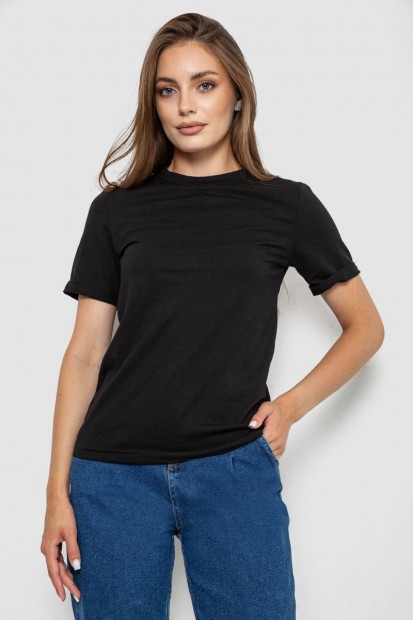 Футболка женская однотонная  -уценка, цвет черный, 238R111-1-U-1