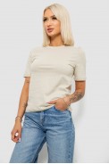 Футболка женская однотонная, цвет светло-бежевый, 241R1800 - фото № 2