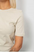 Футболка женская однотонная, цвет светло-бежевый, 241R1800 - фото № 4