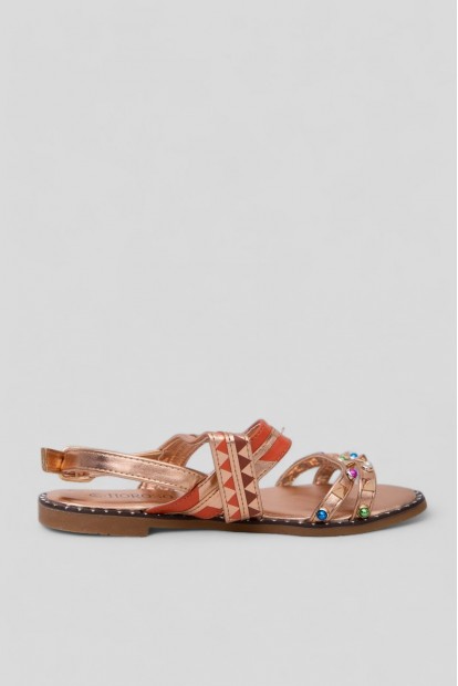 Босоножки женские  -уценка, цвет золотистый, 244RTN19-4-U