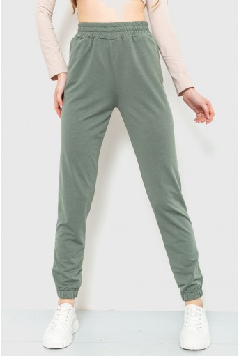 Купить Спорт штаны женские двухнитка, цвет оливковый, 102R292 - Фото №1