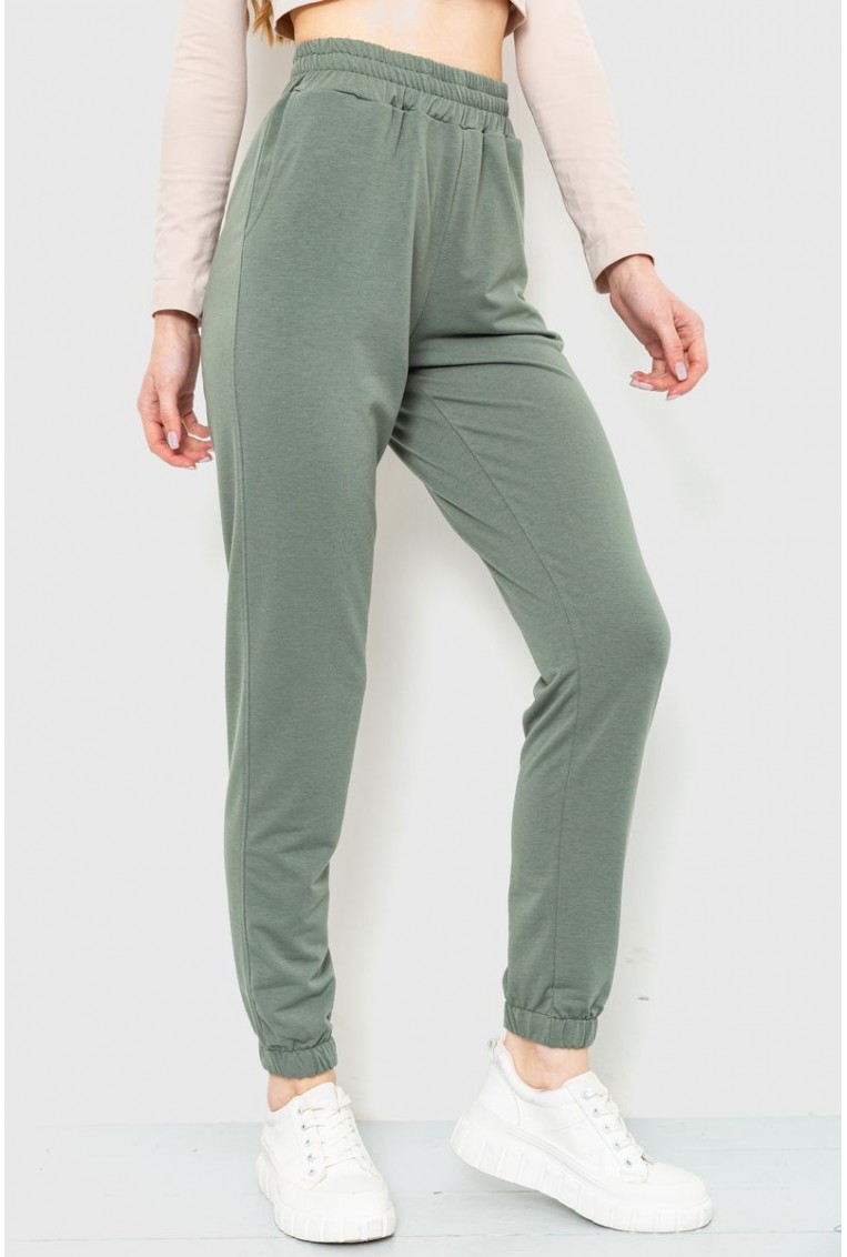Купить Спорт штаны женские двухнитка, цвет оливковый, 102R292 - Фото №3