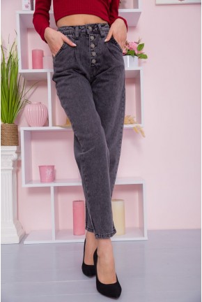 Женские джинсы баллоны на пуговицах серого цвета 123R2156
