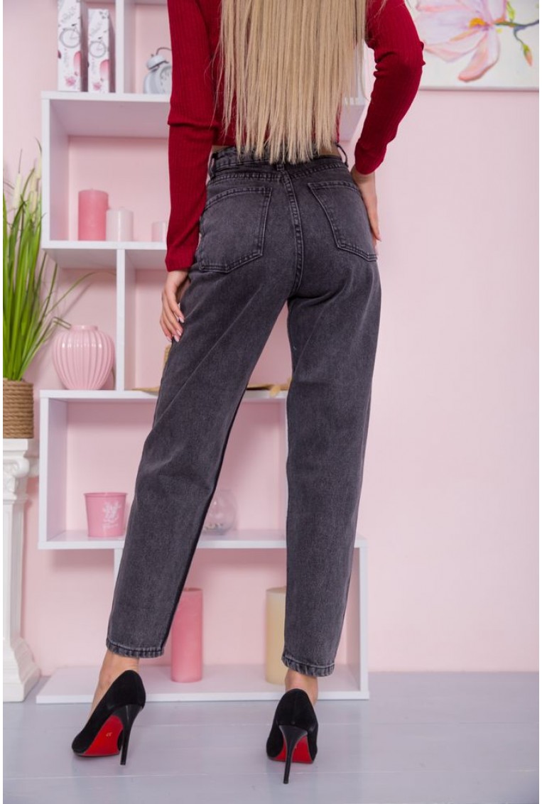 Купить Женские джинсы баллоны на пуговицах серого цвета 123R2156 - Фото №4