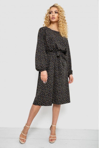 Платье с принтом софт  -уценка, цвет черно-бежевый, 214R0226-5-U-3